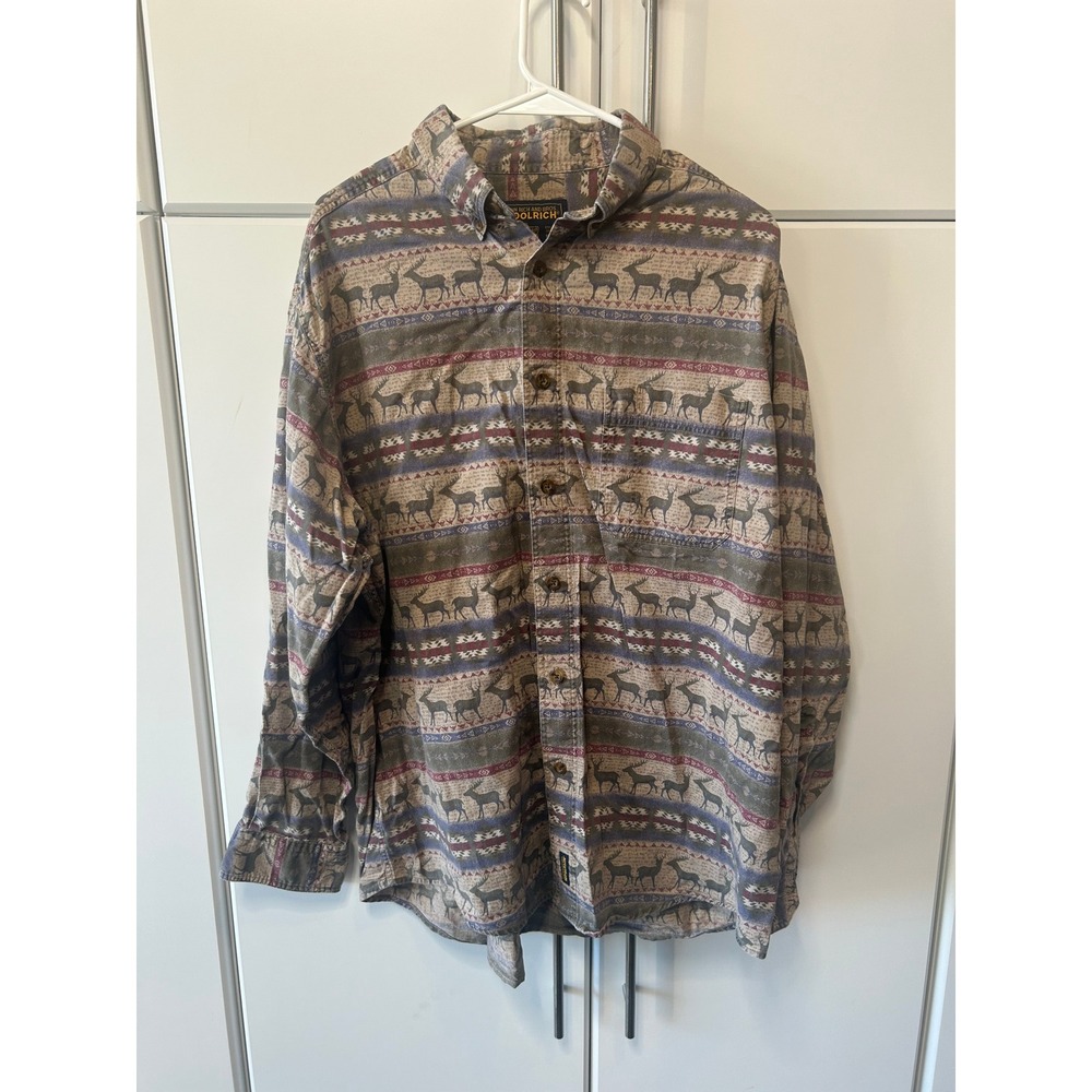 Woolrich John Rich and Bros Mens Deer Print Southwestern Button Down Shirt L